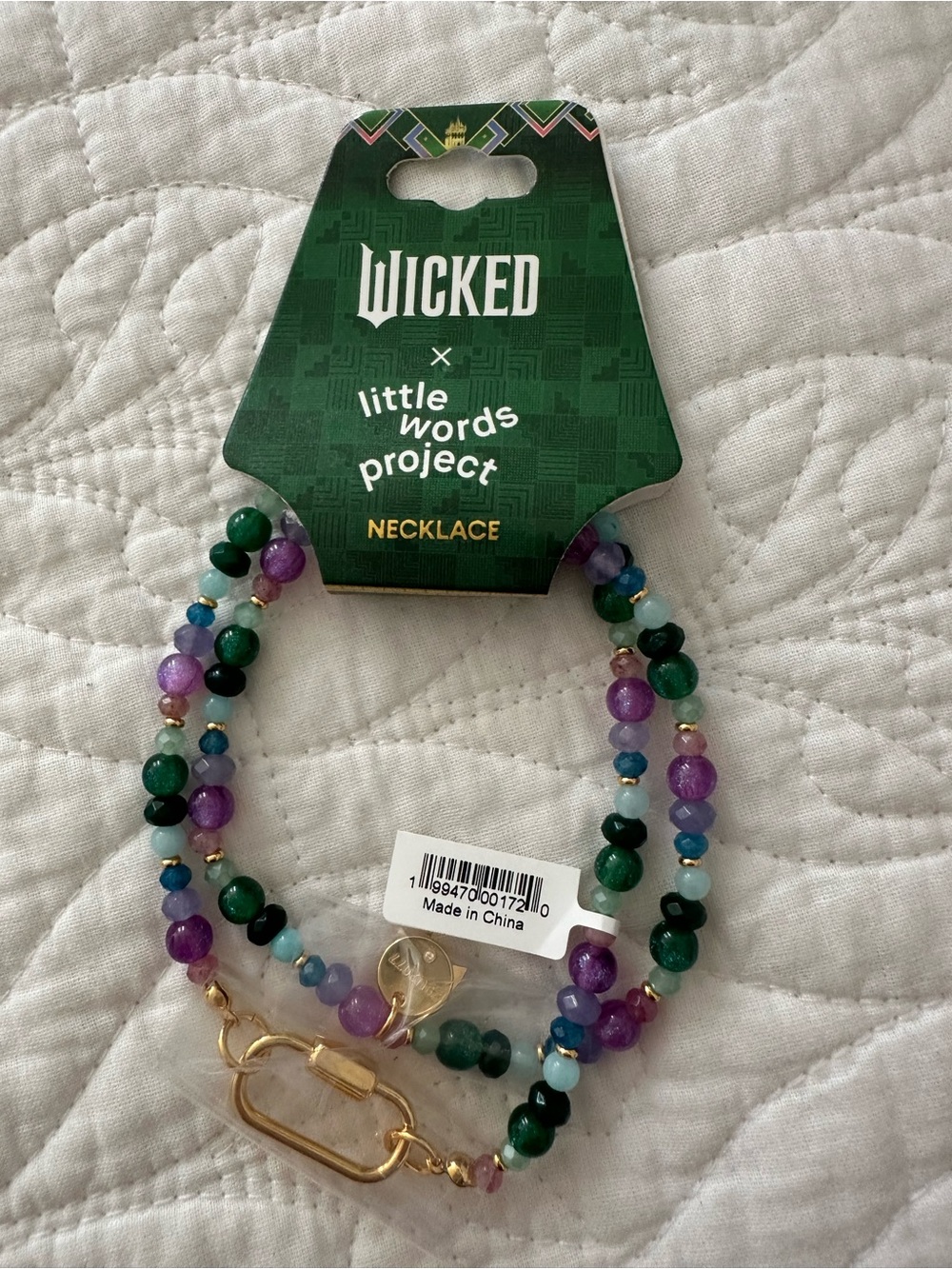 Wicked x Little Words Project Green & Purple Beaded Charm Necklace
